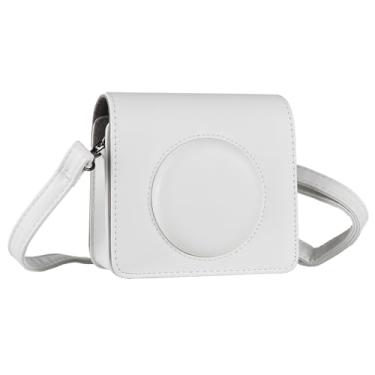 Imagem de Bolsa portátil para câmera instantânea, estilo retrô, couro PU, capa protetora para C300R Mini 3 com alça de ombro ajustável, preto, marrom, branco, rosa, opcional (branco)