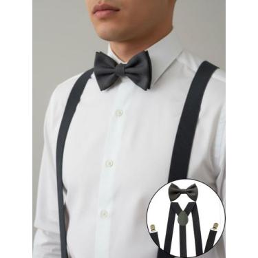 Imagem de Kit Suspensório e Gravata Borboleta Adulto Cores Variadas Social e Eve