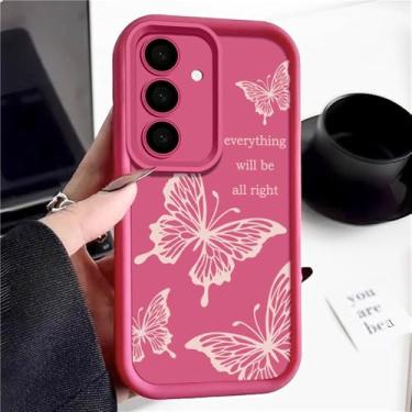 Imagem de Capa borboleta para Samsung Galaxy S25 Edge S24 S23 S22 Ultra Plus A55 A54 A35 A15 A56 A36 A26 A17 A14 A16 5G S23 FE Capa macia, A340 rosa choque, para Samsung S25