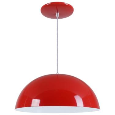 Imagem de Luminária Pendente Meia-Lua em Alumínio 34 cm – Lustre Decorativo Moderno para Sala e Quarto (Vermelho)