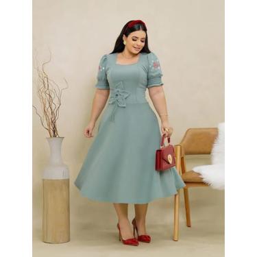 Imagem de Vestido Midi Soltinho Elegante de Festa Formatura Convidada Social Eva