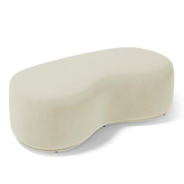 Imagem de Puff Decorativo Living Aisha Orgânico 02 Lugares Suede Bege Claro - Desk Design