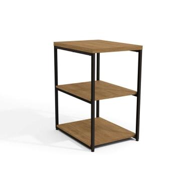 Imagem de Mesa Notebook Escritório Industrial Li004 C/ 3 Prateleiras Freijo/preto - Kappesberg