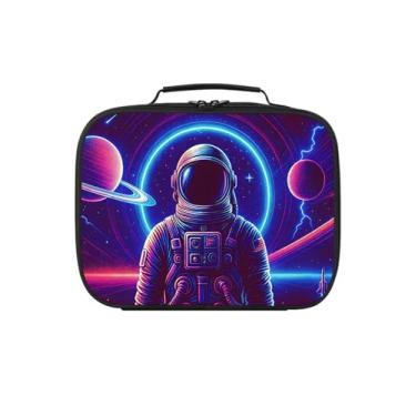 Imagem de AnySmic Lancheira astronauta para meninos e meninas, lancheira infantil do ensino fundamental, lancheiras escolares para crianças, poliéster, forro de isolamento térmico PEVA, alça superior