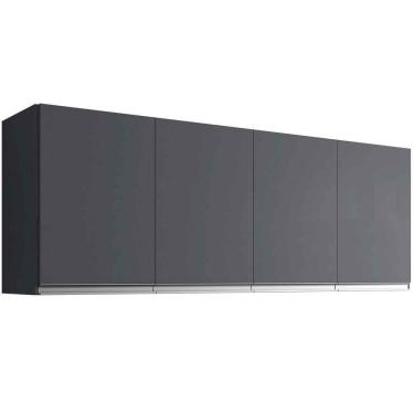 Imagem de Armário Aéreo Cozinha Adriana 4 Portas 160 Cm Cinza