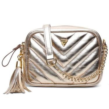 Imagem de Bolsa Feminina Pequena Transversal alça Corrente - Ronco Ferraro, Ouro