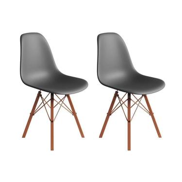 Imagem de Conjunto 2 Cadeiras Eames Estilo Moderno Em Ferro Cobre Com Assento Cinza