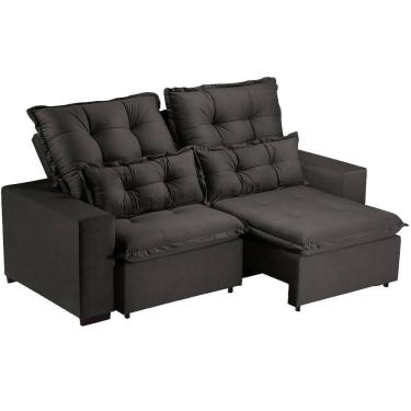 Imagem de Sofá Retrátil e Reclinável 3 Lugares Rincão Yares Suede Chumbo, 230 cm