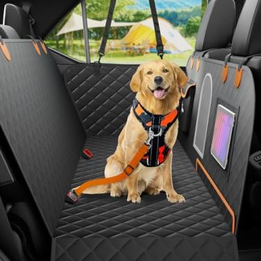 Imagem de Capa de assento de carro para cachorro para banco traseiro, capas de assento de carro para cães com abas laterais, 100% à prova d'água, capa de assento para animais de estimação, rede com tigelas e