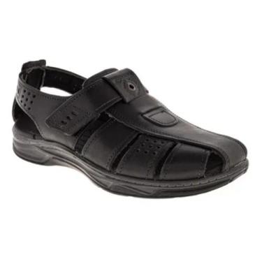 Imagem de Sandália Masculina Pegada Confort Couro Legítimo, Preto, 42