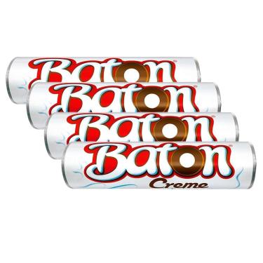 Imagem de Kit 4X 16g Chocolate Garoto Baton Recheado Creme