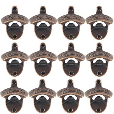 Imagem de HAIICEN 12 peças abridor de garrafas estilo antigo Cheers montado na parede, parafuso de cobre envelhecido no exterior no abridor de garrafa de cerveja montado no poste