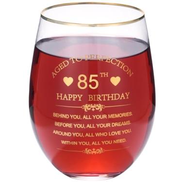 Imagem de Calltoge Inspirational 85th Birthday Gifts for Women Men 425.2 g Copo de vinho tinto Behind You All Your Memories Before You All Your Dreams Presente de aniversário de 85 anos (85º)