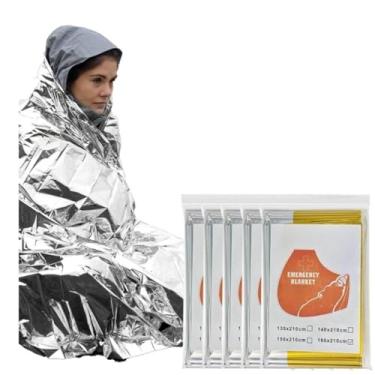 Imagem de Cobertor de emergência, pacote com 4 cobertores espaciais, equipamentos e suprimentos de sobrevivência, reutilizáveis, térmicos, acampamento, caça, itens essenciais de primeiros socorros, kit de