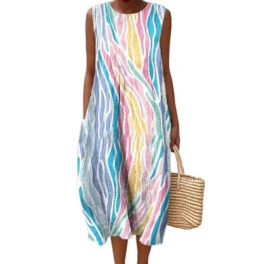 Imagem de Vestido maxi feminino Akivide com estampa floral boho de verão com bol