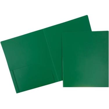 Imagem de JAM PAPER Pastas escolares de plástico resistente com 2 bolsos - verde - pacote com 3