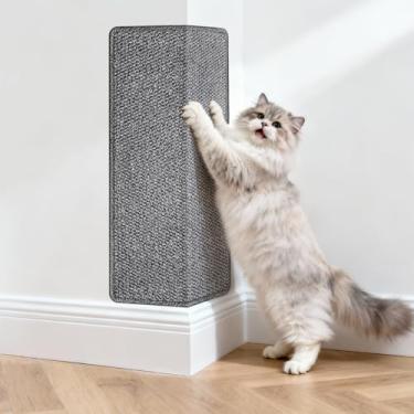 Imagem de ENONCI Arranhador de canto de parede para gatos | Arranhador de gato montado na parede com sisal falso e tapete de tapete, protetor de móveis de 60 x 29 cm para gatos internos para proteger sofás e