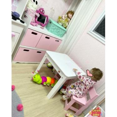 Imagem de Mesa infantil com 1 cadeira @loren.loke indicada ate 4 anos, Azul