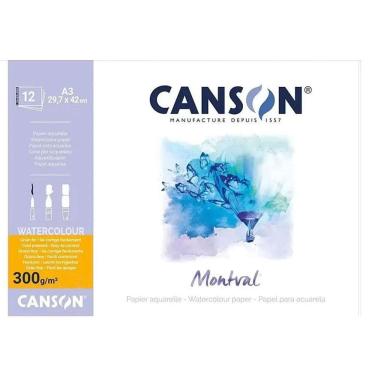 Imagem de Bloco de Papel para Aquarela Montval A3 12 Folhas 29,7x42m - Canson