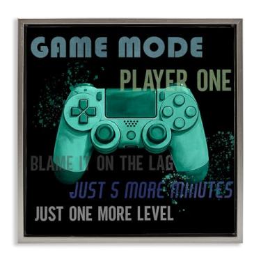 Imagem de Stupell Industries Arte de parede em tela flutuante com moldura preta Game Mode Player One Controller, design por Kim Allen, 63 x 63 cm