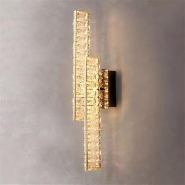 Imagem de Luminária de parede moderna e luxuosa em cristal com LED, ideal para sala de estar, quarto, cabeceira, casa de campo, hotel, escritório, escada e corredor (Estilo 28 B D12H48CM)