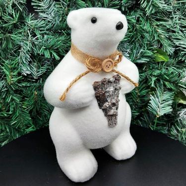 Imagem de Ursinho Polar Charmoso Decoração Natalina Em Isopor De 26cm