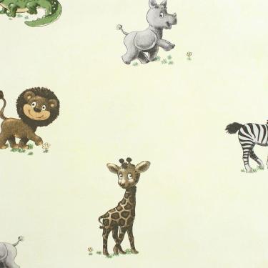 Imagem de Papel De Parede All Kids Bichinhos Fundo Verde H2912703 Rolo 10m X 0,53m