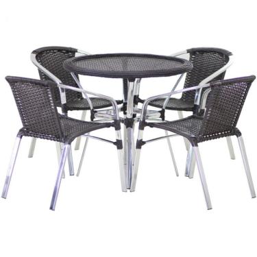 Imagem de Conjunto Cadeiras Floripa E Mesa Com Tampo Tramado Preto