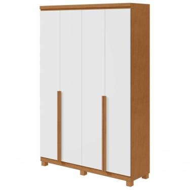 Imagem de Guarda-roupas 4 Portas 2 Gavetas 100% Mdf Alonzo Sem Espelho E Com Pés - Lopas Amendoa Clean/branco