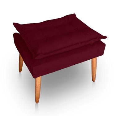 Imagem de Puff Para Sala E Quarto Madeira Decorativo Opala Suede Bordo