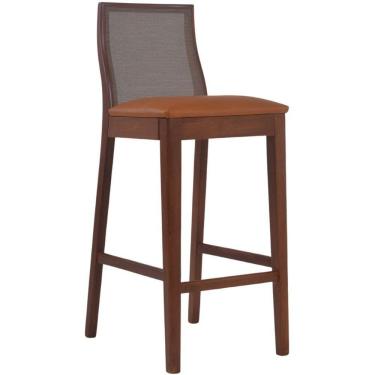 Imagem de Banqueta Arizona Madeira Maciça Encosto Tela Sling Castanho