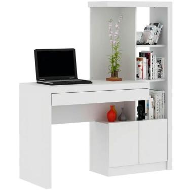 Imagem de Escrivaninha Estante Para Escritório 2 Portas 1 Gaveta Branco