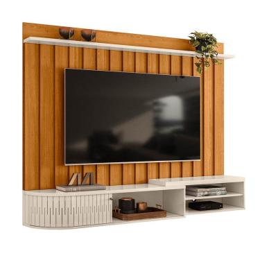 Imagem de Painel Bancada Suspensa Para Tv 60 Polegadas ímola - 7 Decor Cinamomo E Off White