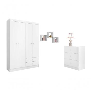 Imagem de Conjunto Quarto Infantil Louise Branco 3 Peças