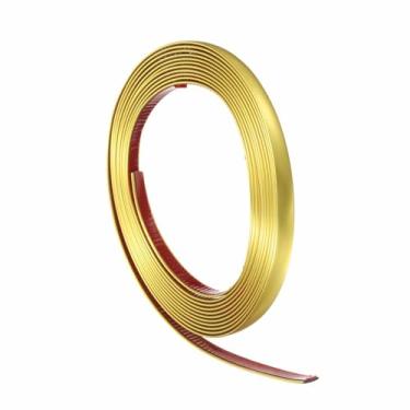 Imagem de HARFINGTON Moldura de acabamento de parede de 5 m x 1 cm, tira autoadesiva de PVC flexível para parede, teto, piso, armário, azulejo, borda, bordas, espelho, ouro fosco