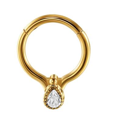 Imagem de Niaspi Anel de nariz de cristal 16G argola minimalista 8 mm lágrima septo strass hélice cartilagem brincos piercing de narina joias para mulheres e homens, 16g, Aço inoxidável, Sem Pedra Preciosa