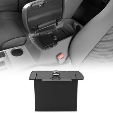 Imagem de Hooke Road Armazenamento de apoio de braço para console central Tacoma para Toyota Tacoma 2ª geração 2005-2015, Cofre de caixa de bloqueio de senha de aço preto resistente