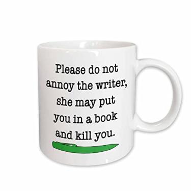 Imagem de 3dRose Caneca de cerâmica azul-marinho "Please Do Not Annoy" The Writer" 325 ml, verde