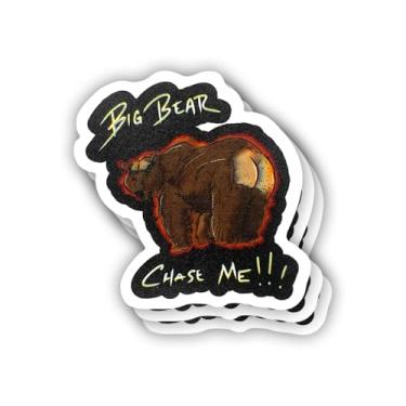 Imagem de (3 peças) Adesivo Big Bear Chase Me com frases motivacionais sarcásticas com citação humorística decalque de vinil para Kindle, laptop, garrafa de água, capacete rígido de telefone, adesivo de citação