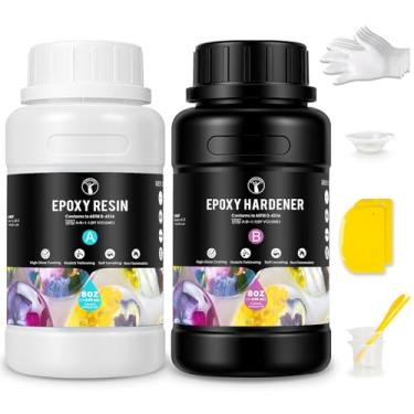 Imagem de ResinAngel Kit de resina epóxi 473 ml – Acabamento cristalino, proporção de mistura de 1:1, sem bolhas e autonivelante para artesanato DIY, marcenaria, joias, arte em resina e mais