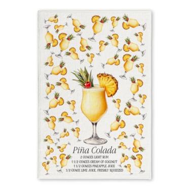 Imagem de Toalha de cozinha engraçada com ingredientes Pina Colada: um presente elegante e prático para amantes de coquetéis - toalha de cozinha macia e absorvente - boas ideias para inaugurações de casa