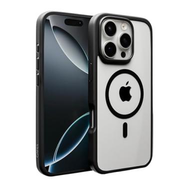 Imagem de Capes Capa Impact Armour para iPhone 16 Pro Max, à prova de choque, proteção de grau militar de 3 m, compatível com capa traseira Magsafe, não amarela, policarbonato + TPU + TPE transparente, preta