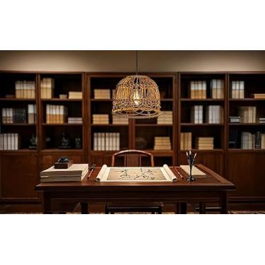 Imagem de Lustre solar de vime com luzes LED, luz pendente à prova d'água com controle remoto para ambientes externos e internos