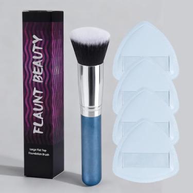 Imagem de Pincel de maquiagem de 5 peças com caixa de papel, multiuso para base, blush e pó (azul)