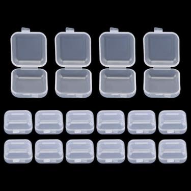 Imagem de Gallipower 16 capas de tampões de ouvido, pequena caixa de plástico transparente com tampa, pequenos recipientes de armazenamento, mini caixa de armazenamento transparente com tampa articulada