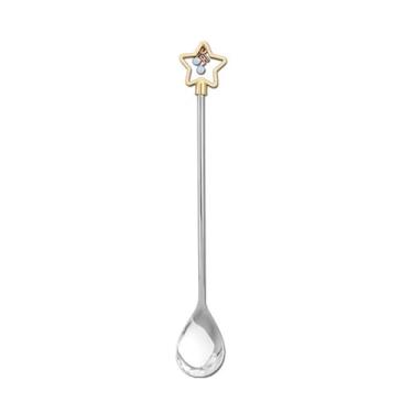 Imagem de Colheres de Jantar Colher de sobremesa aço inoxidável colher café agitação cocktail com alça em forma pentagrama exclusivo, 1 peça, ouro/prata(Silver)