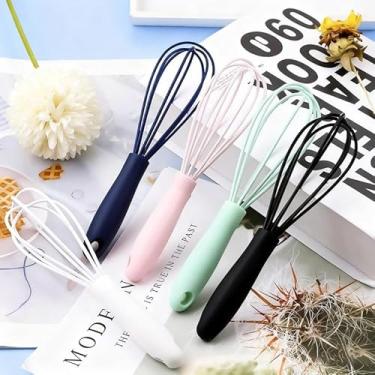 Imagem de Conjunto de 2 peças de batedor de silicone, resistente ao calor, sem arranhões para cozinhar, batedor de ovos, ferramenta de cozinha