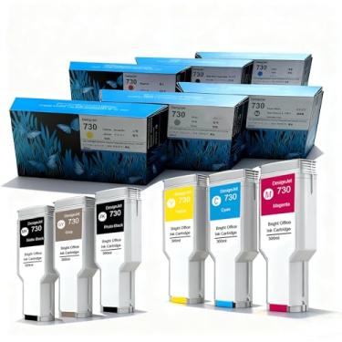 Imagem de Hha&Ptj 730 cartuchos de tinta 300 ml pacote com 6 de alta capacidade, compatíveis com impressoras 730 HP DesignJet T1600 T1700 T2600 com impressoras P2V71A P2V68A P2V69A P2V70A P2V72A P2V73A (6 cores