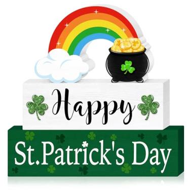 Imagem de Sionoiur Decoração De Placa De Mesa De Arco-Íris Do Dia De São Patrício, Trevos, Centro De Mesa De Madeira, Conjunto De Bandejas Em Camadas Para Festas Felizes Do Dia De São Patrício, Ornamentos Irl