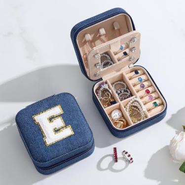 Imagem de Organizador de joias de viagem para mulheres, pequenas caixas de joias com inicial espelhada, colares, anéis, brincos, colar, armazenamento, personalizado, Natal, aniversário, presentes para ela